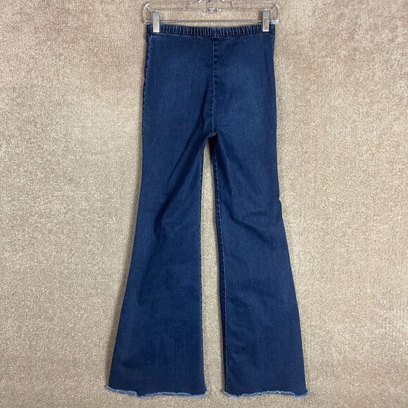 Bailey44 Khyber Pass Jeans Womens Small S Blue Slit Flare Raw Hem Pull‎ On Pants - Picture 9 of 13